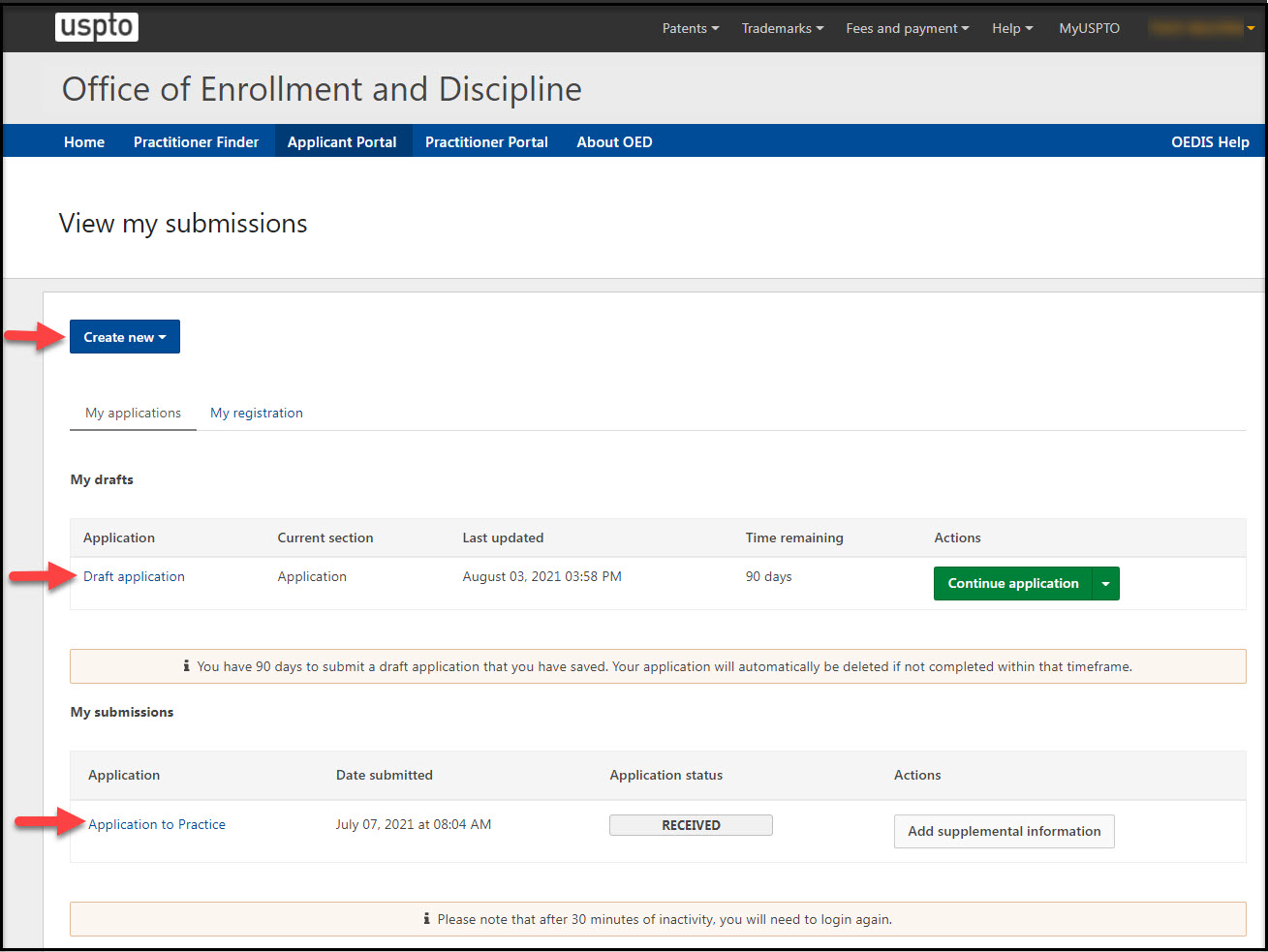 Application Home Page