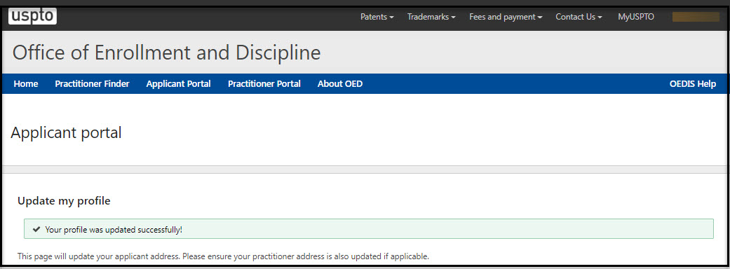 Applicant Update Successful