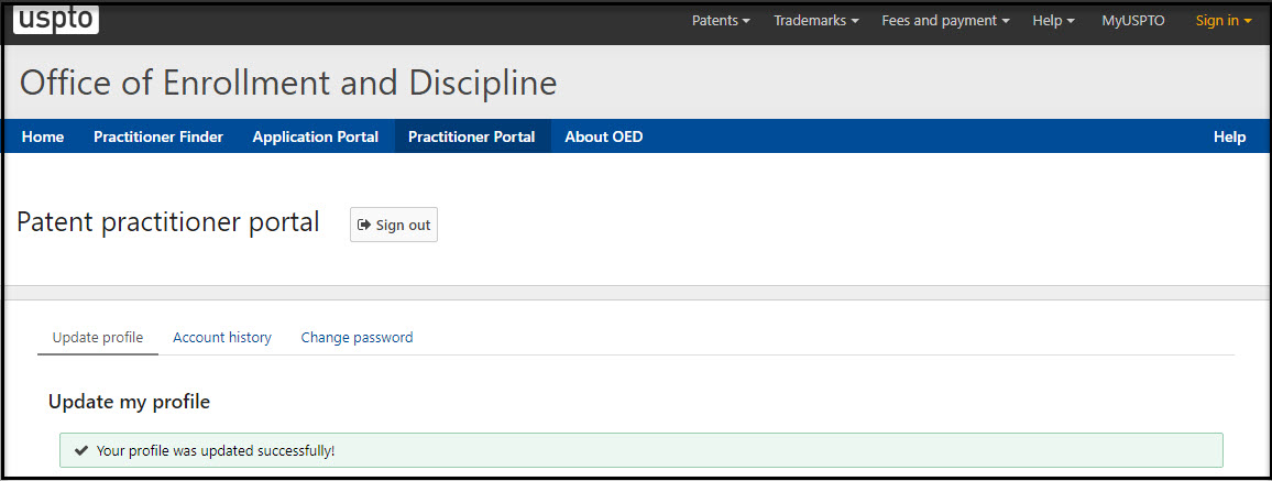 Practitioner Update Profile Confirmation